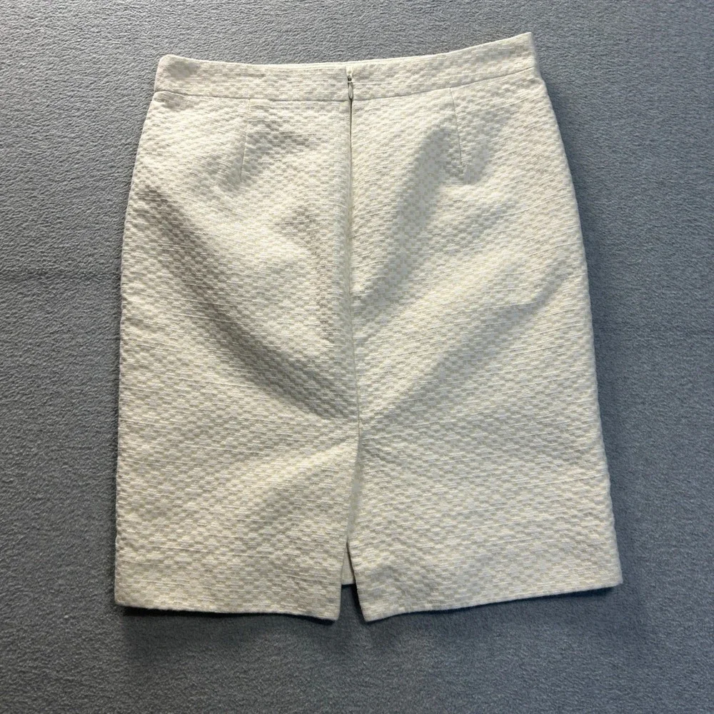 J.Crew Pencil Skirt Womens 6 Ivory Textured Jacquard Career Office Knee Wear